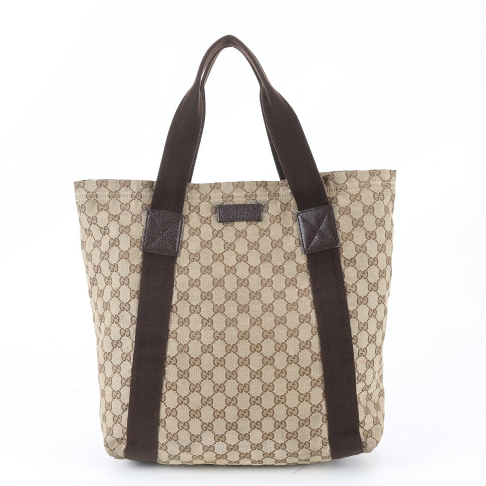 Gucci GG Canvas 189669 Leather Tote Bag Handbag Shoulder Business Brown Men's